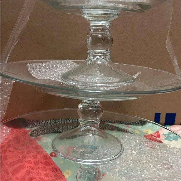 Libbey single glass footed cake/dessert 3 piece server set 4.8 base on each. - Picture 3 of 7